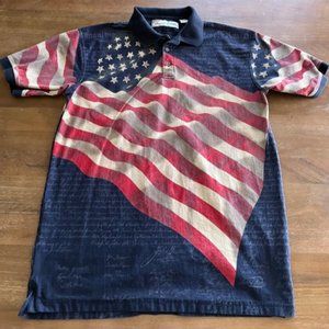 American Summer Clothing Co Mens Polo American Flag Patriotic‎ Design Size XL